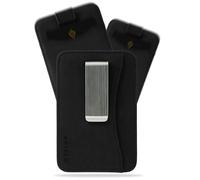 AKIELO Tarjetero de Hombre con Bloqueo RFID, Clip para Billetes y Caja Regalo - Cartera Superdelgada y Minimalista - Cartera de Viaje y Protector de Tarjetas (Charlie - Negra con Clip)