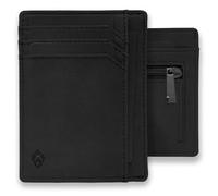 AKIELO Tarjetero de Hombre con Bloqueo RFID, Cremallera y Caja Regalo - Cartera Ultrafina con Monedero - Cartera de Viaje y Protector de Tarjetas (Bravo - Negra con Cremallera)