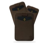 AKIELO Tarjetero de Hombre con Bloqueo RFID y Caja Regalo - Cartera Compacta y Fina de Viaje - Cartera Minimalista y Protector de Tarjetas (Charlie - Edición Moca Oscura)