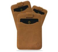 AKIELO Tarjetero de Hombre con Bloqueo RFID y Caja Regalo - Cartera Compacta y Fina de Viaje - Cartera Minimalista y Protector de Tarjetas (Charlie - Edición Marrón Claro)