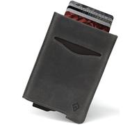 AKIELO Tarjetero de Piel con Bloqueo RFID y Caja Regalo - Cartera Tarjetero Hombre y Porta Tarjetas - Cartera Antirrobo de Viaje y Protector de Tarjetas (Alpha - Gris Pizarra de Cuero)