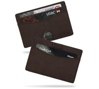 AKIELO Tarjetero Minimalista Bloqueo RFID con Caja Regalo - Cartera Tarjetero de Hombre - Cartera de Hombre Fina y Compacta (Echo - Edición Moca Oscura