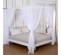 Akiky Juego de Cortinas de Cama con toldo de Princesa con Cortina Transparente para Cama King Size, 8 Paneles (King, Blanco)