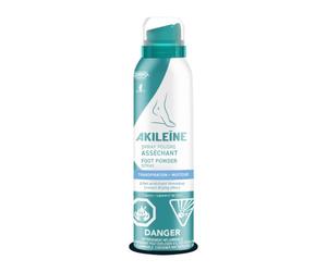 AKILEINE - Spray Polvo Secante para Pies - Absorbe Humedad y Malos Olores - Mantiene los Pies Secos hasta 8 h - Para Sudoración Intensa