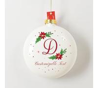 Akinda Art Gallery - Bola de Navidad de cristal con letra D - Bola personalizable con texto - Adornos navideños - Decoraciones del árbol de Navidad - Bola personalizable - blanca - Idea regalo