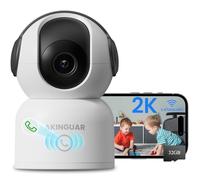 AKINGUAR 2K 3MP Camara Vigilancia WiFi Interior，360°Pan & Tilt Cámara IP, Audio Bidireccional, Detección Humana AI, Seguimiento de Movimiento, Visión Nocturna, con Tarjeta de Memoria de 32 GB