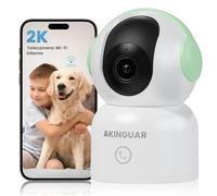 AKINGUAR Cámara Vigilancia WiFi Interior 2K (3MP) 2,4GHz/5GHz Cámara de Seguridad, 355° Cámara IP con AI Detección de Movimiento, Visión Nocturna, Audio Bidireccional, Funciona con Alexa,Verde