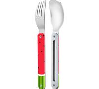 Akinod - Mini cubiertos magnéticos rectos 12h12- Juego de tenedor + cuchara - Acero inoxidable - para la oficina, la escuela y el aire libre - Sandía