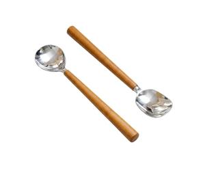 Akira 1 - Juego de 2 cubiertos para ensalada escandinava (acero inoxidable, 30 cm)
