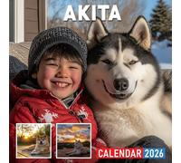 Akita Calendar 2026: Majestic Akita Dogs in Various Natural Settings