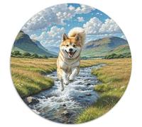 Akita Dog 1000 Piezas Puzzles para Adultos Y Niños Diseño Rico En Colores Animals Rompecabezas Circular Educación Intelectual Puzzle De Desafío Cerebral Juego De Regalo 1000pcs (67.5x67.5cm)