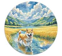 Akita Dog 1000 Piezas Puzzles para Adultos Y Niños Obra De Arte De Juego De Rompecabezas Animals Rompecabezas Circular Regalos Familiares Decoración del Hogar 1000pcs (67.5x67.5cm)