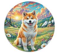 Akita Dog 1000 Piezas Puzzles Para Adultos Y Niños Obra De Arte De Juego De Rompecabezas Animals Rompecabezas Redondo Regalos Familiares Puzzle De Desafío Cerebral Juego De Regalo 1000pcs (67.5x67.5cm