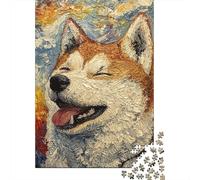 Akita Dog Jigsaw Puzzles Puzzle for Adults Kids. 1000 Pieces Whimsical Challenge Toy Educational Games Home Decoration for Educational Games Gifts 1000pcs (75x50cm)