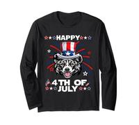 Akita Dog Patriotic American 4th of July Dogs Lovers Manga Larga