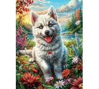 Akita en el jardín Rompecabezas 1000 Piezas Cartón para Parejas Cuentos de Hadas de Animales y Plantas Actividad Hacer En Grupo Ejercicio Mental para Reyes Magos Detalle Cumpleaños 1000 PCS