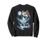 Akita Inu Aullando a la Luna, Perro Retro de los 90 Sudadera