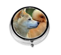 Akita Inu Bokeh Mascotas Perros Akita Inu, Pastillero, Pastillero redondo Pequeño contenedor de pastillas Organizador de pastillas de viaje