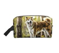 Akita Inu En El Bosque Mascotas Perros HDR Verano Akita, Bolsa de Maquillaje Bolsa de cosméticos Bolsa de artículos de tocador de Viaje portátil Organizador de Bolsa de Maquillaje