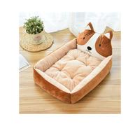 (Akita marrone-L-sotto i 12,5 kg) Cuccia invernale calda per cuccioli e gatti, lavabile, con cartoni