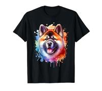 Akita Working Dog Group Obra de Arte Camiseta gráfica económica, Hombre, Negro, XL