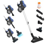 Akitas S12T Turbo Aspiradora Vertical con Cable 600W 17kPa con Cepillo Alemán Wessel-Werk y Cabezal Turbo Mascotas, Aspiradora Escoba 2 en 1 Sin Bolsa Ligera con Filtro HEPA Lavable