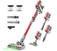 Akitas V10A Aspiradora sin Cable 450W con Cabezal Anti-Enredos para Pelo y Alfombras Motor BLDC 3 Velocidades 50 Min de Autonomía Escoba Vertical y de Mano con Batería de Litio