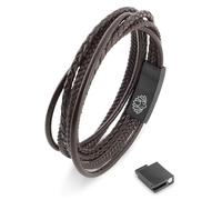 Akitsune Ambush Pulsera de piel sintética | Cierre magnético de acero inoxidable - Pulsera de envoltura para hombres y mujeres - Incluye hermosa caja de joyería, One Size, Cuero sintético