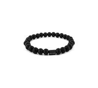 Akitsune Artem Brazalete de Perlas - Pulseras Mujer Hombre Onyx Leo - Negro Mate Negro - 18cm