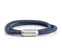 Akitsune Mare Pulsera de Nylon de Cuerda de Vela | 8mm de Ancho | Cosa magnética Cierre Doble Envoltura para Hombres Maritim - Plata Azul Marino 43 cm
