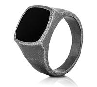 Akitsune Opus Anillo | Design-Anillo Mujer Hombre Acero Inoxidable Grande Minimalista Victorias - Antiguo Plata - US 12
