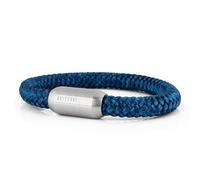 Akitsune Portus Cuerda de Vela Pulsera | Magnético Cierre de cápsula Mujer Hombreas Ancla Hombre Marítimo - Matt Plata - Azul Marino 19cm