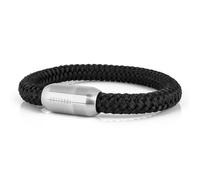Akitsune Portus Cuerda de Vela Pulsera | Magnético Cierre de cápsula Mujer Hombreas Ancla Hombre Marítimo - Matt Plata - Negro 19cm