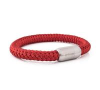 Akitsune Portus Cuerda de Vela Pulsera | Magnético Cierre de cápsula Mujer Hombreas Ancla Hombre Marítimo - Matt Plata - Vino Rojo 20cm