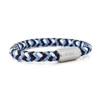 Akitsune Portus Cuerda de Vela Pulsera | Magnético Cierre de cápsula Mujer Hombreas Ancla Hombre Marítimo - Matt Plata- Azul-Blanco 19cm