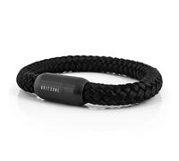 Akitsune Portus Pulsera Cuerda Náutica | Cierre de la Cápsula Magnética Pulseras Señoras Ancla Hombres Maritim - Negro, One Size, Acero inoxidable Nylon