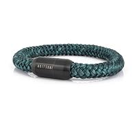 Akitsune Portus Pulsera Cuerda Náutica | Cierre de la Cápsula Magnética Pulseras Señoras Ancla Hombres Maritim - Negro, One Size, Acero inoxidable Nylon