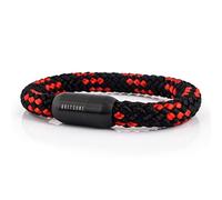 Akitsune Portus Pulsera Cuerda Náutica | Cierre de la Cápsula Magnética Pulseras Señoras Ancla Hombres Maritim - Negro, Acero inoxidable Nylon