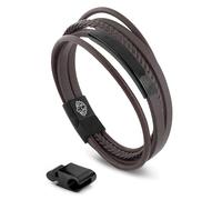 Akitsune The Punisher Pulsera de piel sintética | Cierre magntico de acero inoxidable - Pulsera trenza para hombre con hermoso bote de joyería, One Size, Cuero sintético