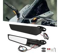 AKJFFZH Compatible with Suzuki GSX250R QJMOTOR 600 350 Motorcycle Rearview Wind Wing Mirror with LED Turn Signal Light, CNC Alloy Adjustable Motorcycle Rear Side View Mirrors Modified Accessories