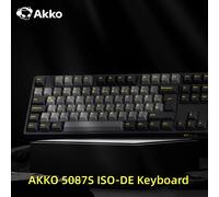 AKKO 5087S Teclado mecánico para jugar con diseño de ISO-DE negro y dorado N-Key Rollover TKL RGB teclados personalizados con cable de intercambio en caliente V3 Pro Cream Yellow