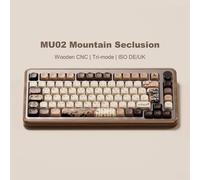 Akko MU02 75% Mountain Seclusion Teclado mecánico de madera para jugar a través de ISO DE/Reino Unido RGB intercambio en caliente BT5.0/2,4G inalámbrico y cable tipo C V3 Pro Piano Switch