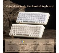 Akko YU01 Teclado mecánico de resina compatible con VIA 65% RGB retroiluminado Hot-swap PC transparente Keycap BT5.0/2.4G inalámbrico y cable tipo C YU01 Antique Jade