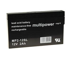 akku-net Batería de plomo (multipower) MP2-12SL compatible con YUASA NP2-12, 12 V, Lead-Acid
