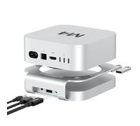 Akkyajaure Hub USB 4 40Gbit/s et Support pour Mac Mini M4/M4 Pro, Station d'accueil entièrement en Aluminium Avec boîtier SSD M.2 40Gbit/s (NVMe PCle), 3 Ports USB 2.0, Audio 3,5 mm, hôte USB4