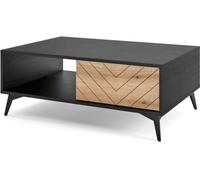 AKL FURNITURE Mesa de centro efecto madera Crema y Negro