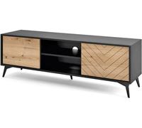 AKL FURNITURE Mueble para TV efecto madera Crema y Negro