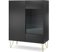 AKL FURNITURE Vitrina efecto madera Negro y Dorado