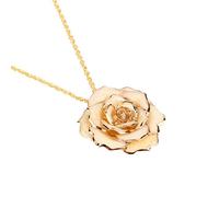 AKLOSIPY 24k D Buceado Real Rosa Pend Klace con Cadena de 30 Mm Ella