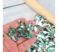 AKLOSIPY 500 Diamantes de Imitación AB de Color Verde Claro con Parte Trasera Plana y Ojo de Caballo para Manualidades, Decoración de Uñas y Decoración del Hogar, Gemas de 7 X 15 Mm